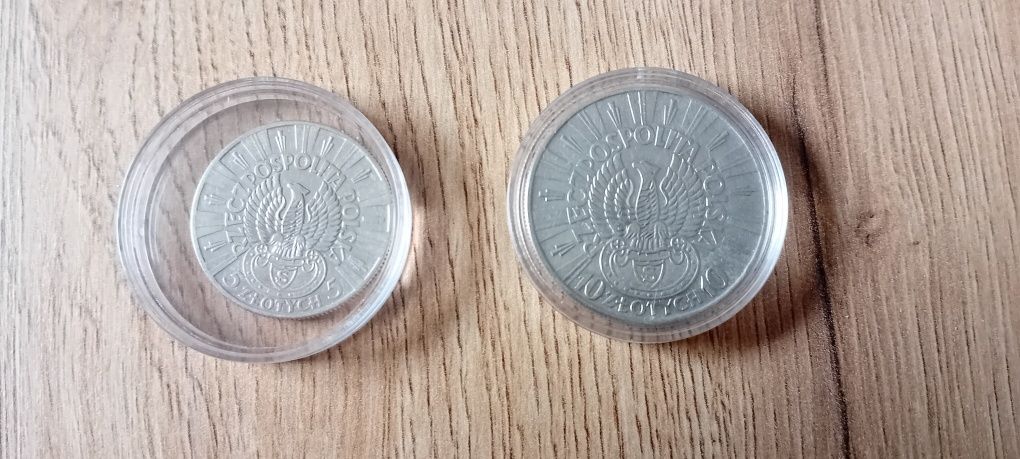 1934 Piłsudski orzeł strzelecki 10 zł i 5 zł monety srebrne