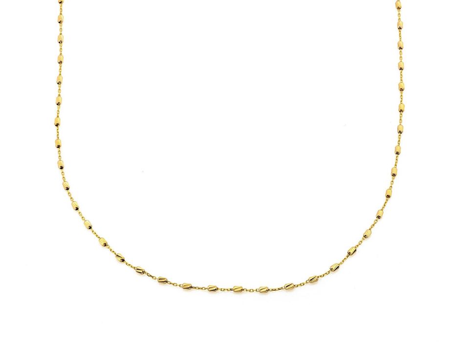 Złoty naszyjnik z elementami ozdobnymi diamentowane walce próba 375