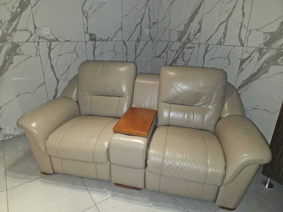 skórzany fotel podwójny z funkcją relaks - prawdziwa skóra