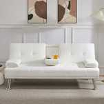 Kanapa sofa Yaheetech Ivory 167x81,5x75 tkanina biały uchwyt na kubek