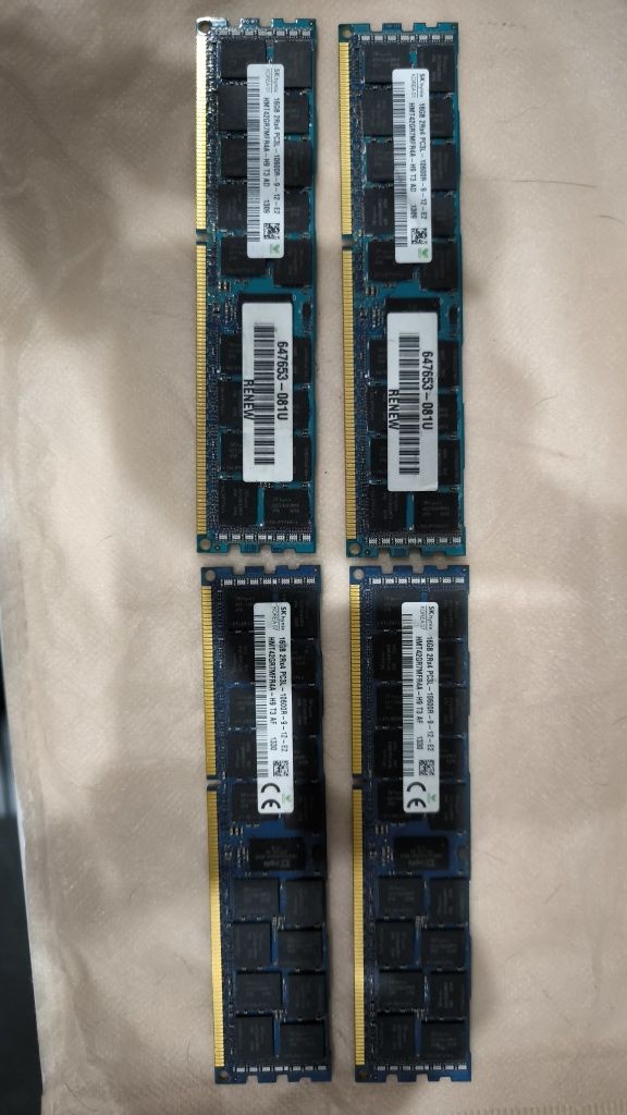 4x Pamięć RAM DDR3 2Rx4 16GB PC3L 10600R HMT42GR7MFR4A serwerowa