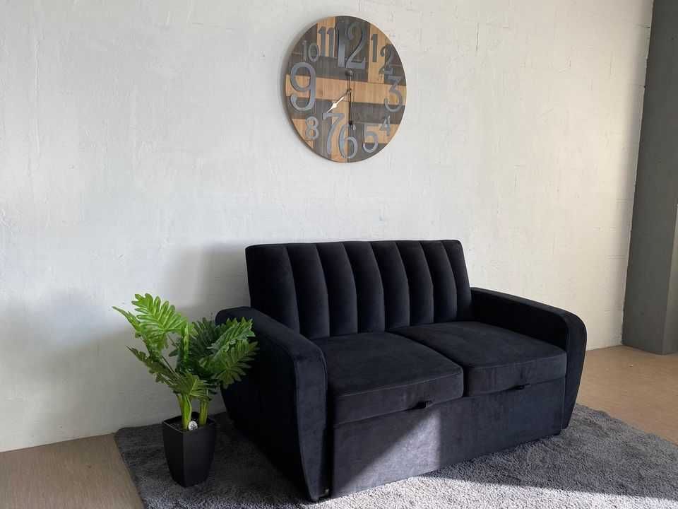 Sofá cama em veludo preto com entrega gratis!!!