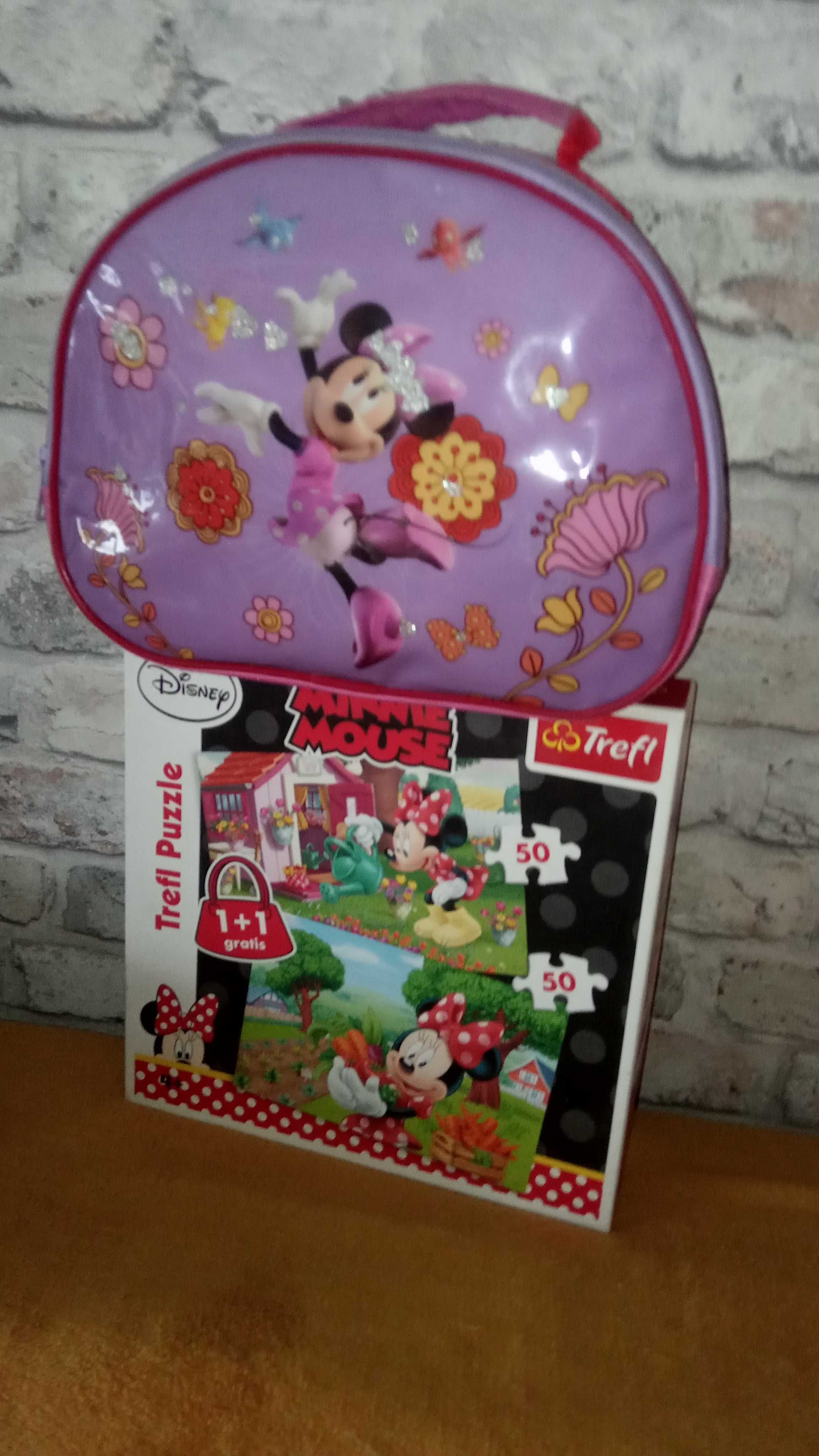 Disney nowa torebka śniadaniowka i 2 ukladanki dużych puzzli