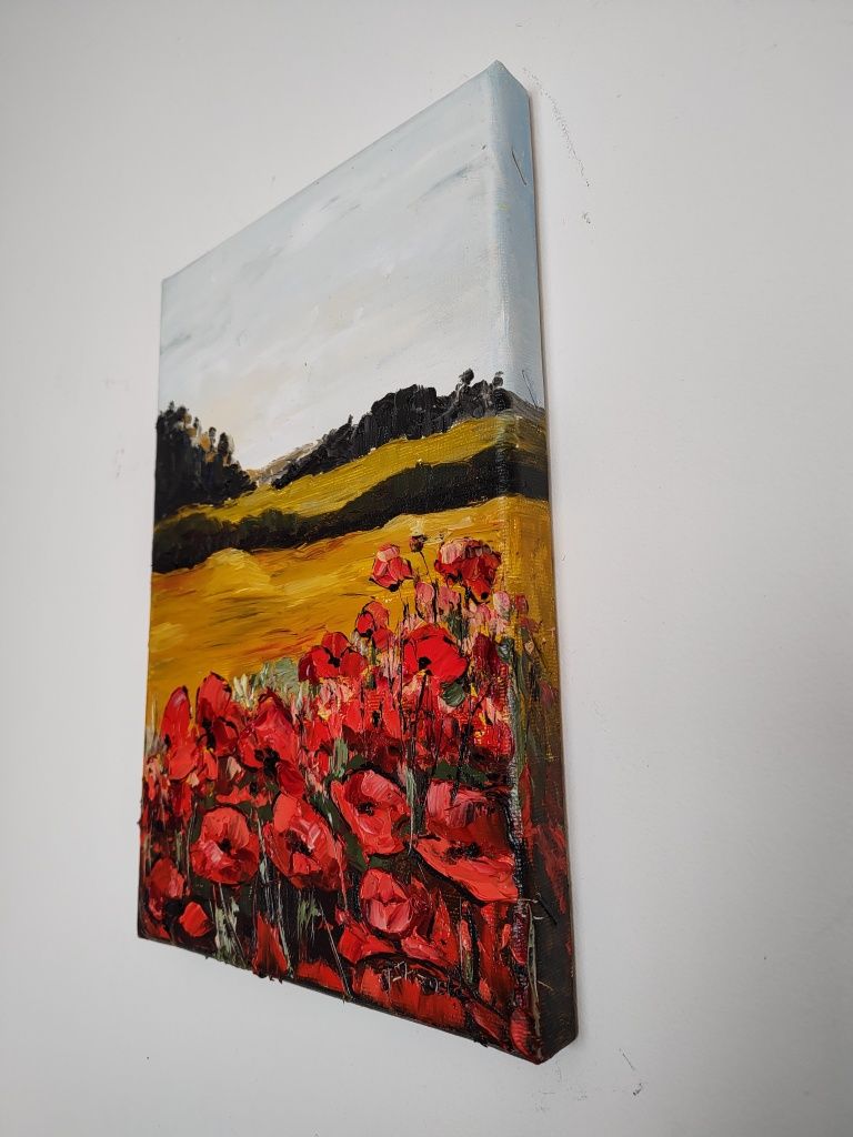 Promocja! Obraz na płótnie z kwiatami, czerwony obraz, pejzaż, 30 cm x