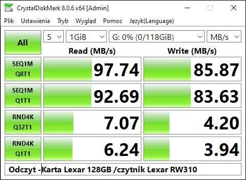 Karta pamięci Lexar 128GB SDXC High-Performance 633x C10 A1 V30 U3