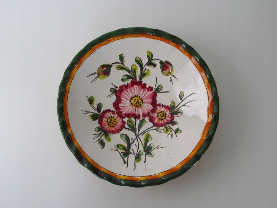 ceramika włoska piękna malowana patera kwiaty