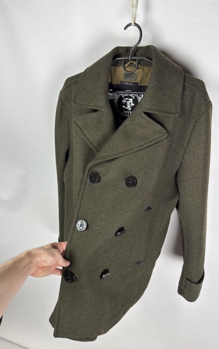 Чоловіче Пальто Бушлат Diesel (Peacoat) L Шерсть Оливковий (Вінтаж)
