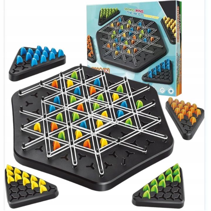 gra w trójkąty triggle logiczna trójkątne szachy chain game na prezent