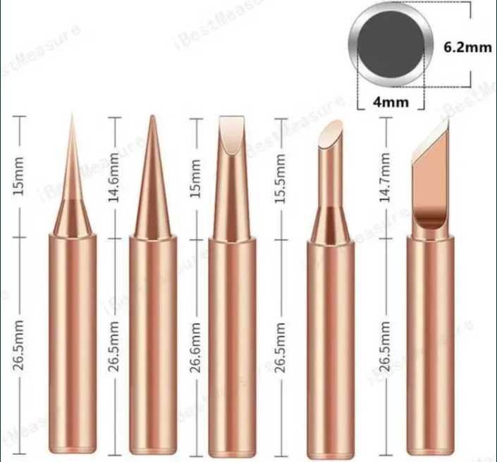 Жала медные мідні для паяльника 900M Набор 5 шт