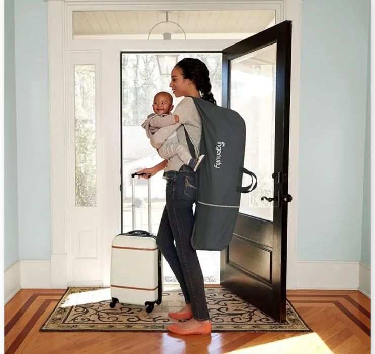 Łóżeczko turyst. i Kojec Bright Starts Travel Słonik 2w1 – lekkie