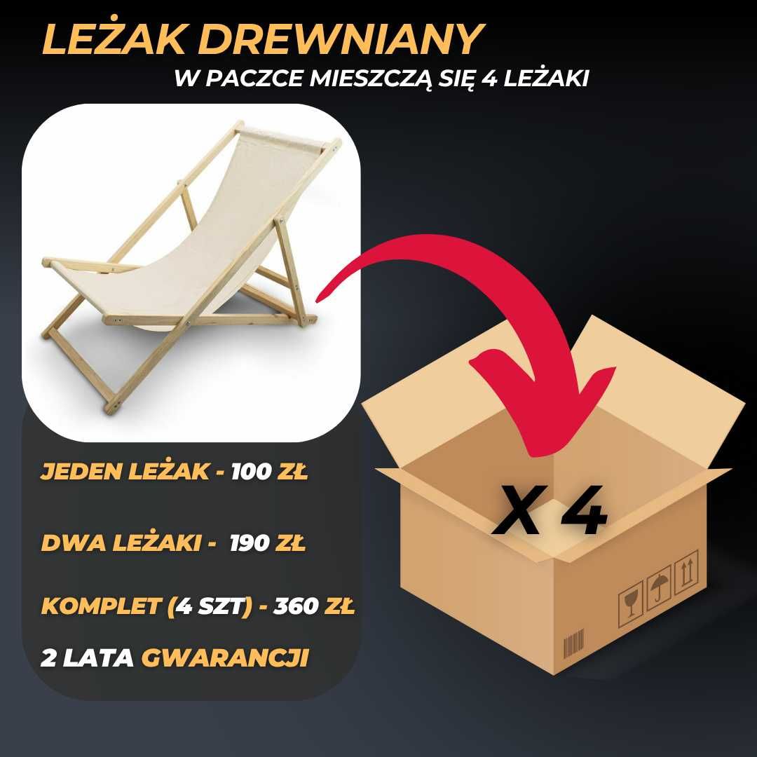 leżak ogrodowy leżak drewniany składany leżak plażowy - Nowy!
