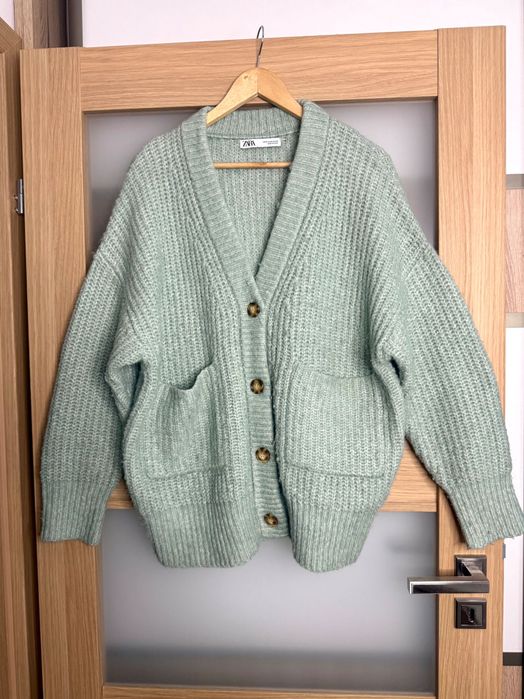 Oversizowy kardigan Zara alpaka prążki