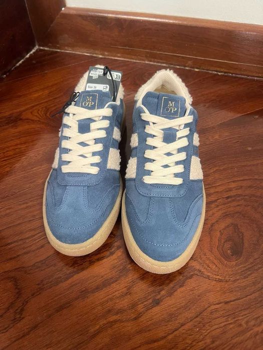 Ténis sapatilhas femininos Marc O'Polo em azul e branco,tamanho 39