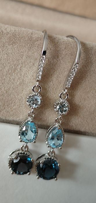 Kolczyki srebro 925 z naturalnym topazem i fluorytem