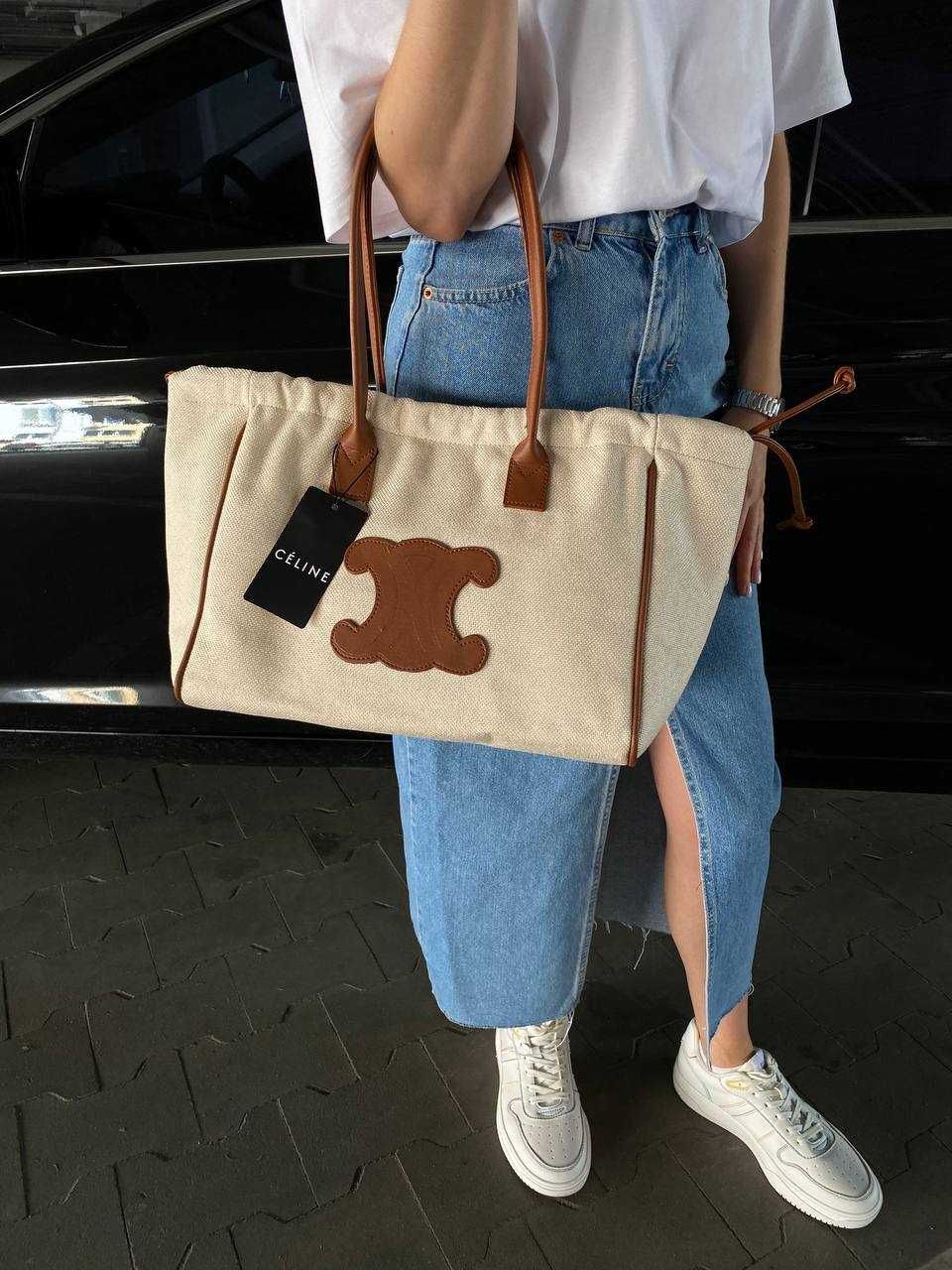 Damski duzy shopper C E L I N E damska torba z dzianiny