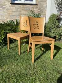 Krzesła drewniane do kawiarni duża ilość używane jasne drewno