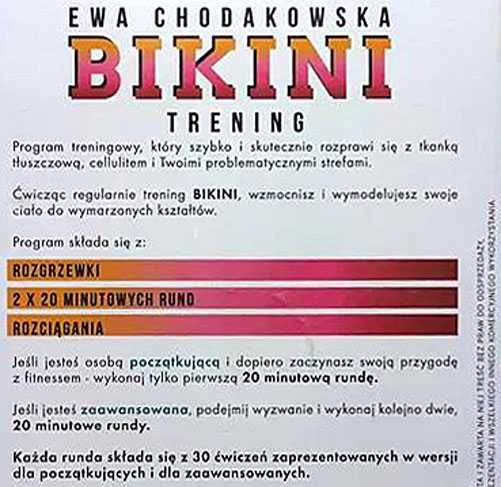 Wyjątkowy Trening Program BIKINI Ewa Chodakowska NOWA Płyta DVD