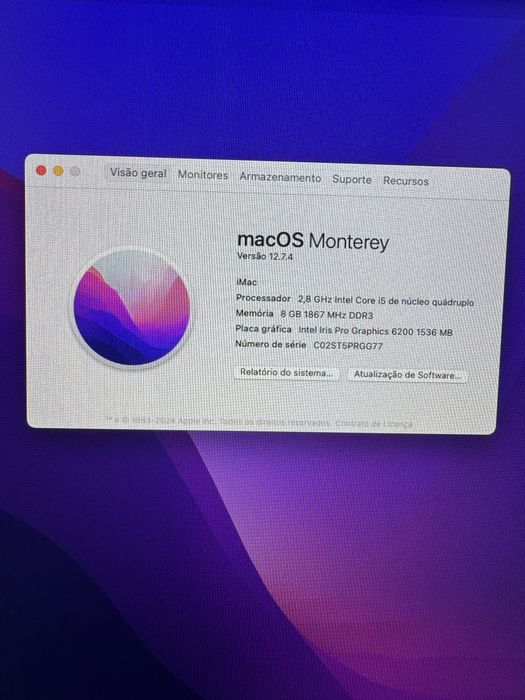 Imac 21.5 polegadas 1TB i5 quad-core 2.8GHz - adquirido no final 2017