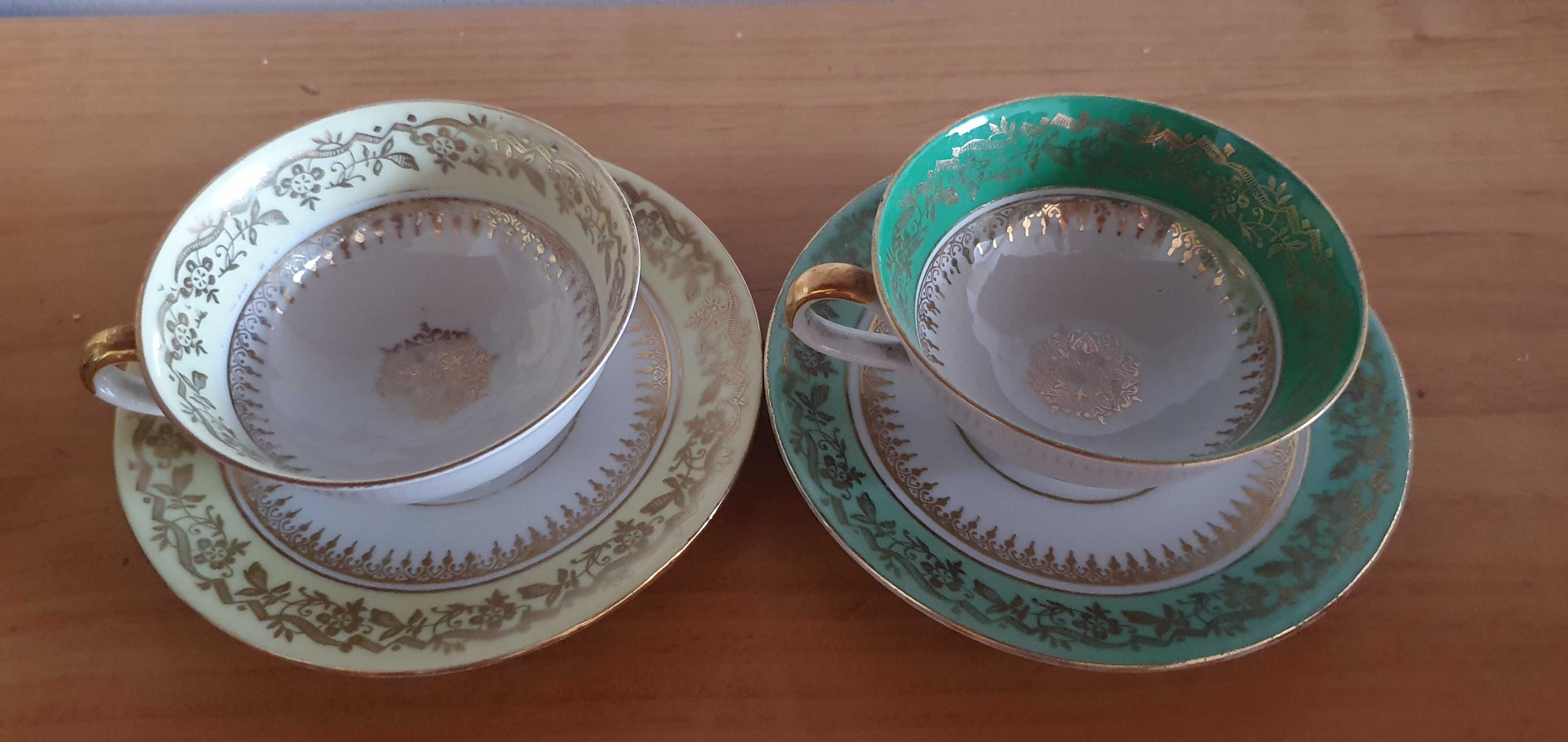 Porcelana Vintage filiżanki Bavaria Wolfram Wiesau 2 szt ze spodkami