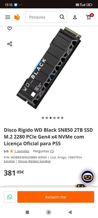 Disco rígido wd  black 2t. para PS5 o pc