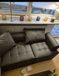 Sofa mała modułowa bloki czarna eko skóra sztucznie skórzana design