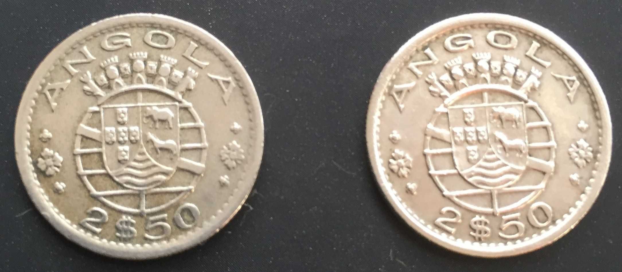 Lote de 2 moedas de 2$50 - Angola anos 1956 e 1967