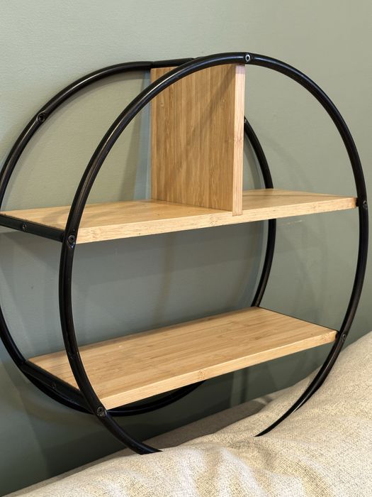 Półka drewniana, ścienna, wiszaca, 40cm , okragła Hedekas