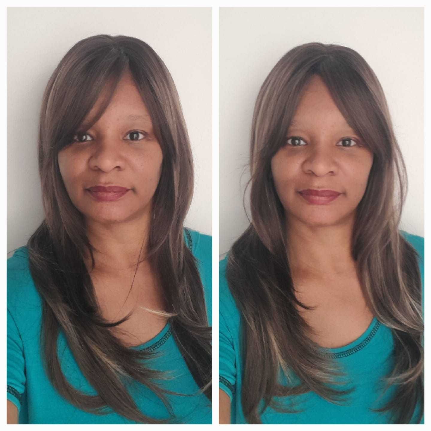 Wig de fibra (Peruca) mista marrom e loira