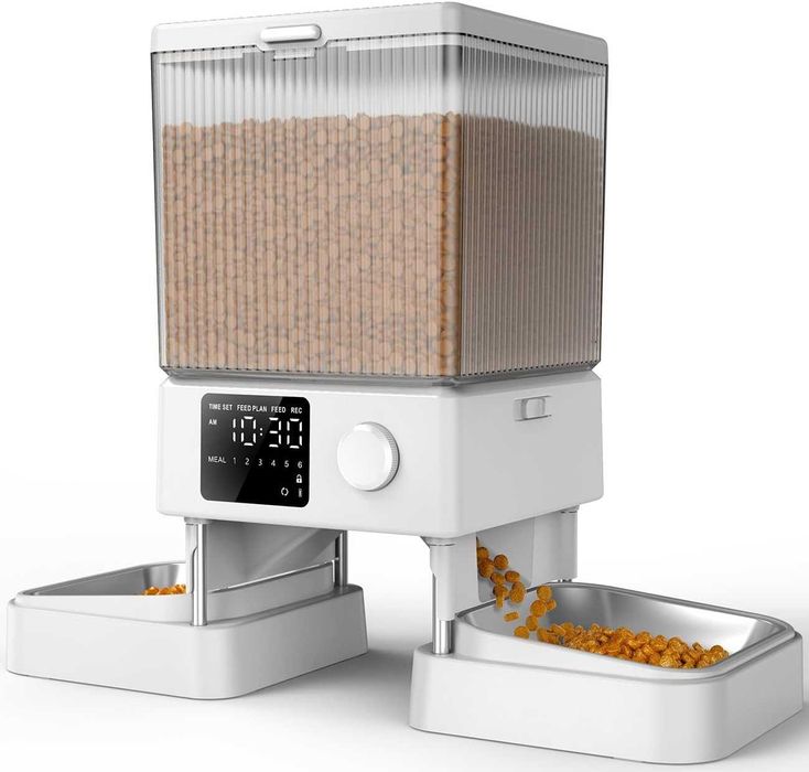 Automatyczny Dozownik Karmy Dla Kota Podajnik 2 Miski Inox Oneisall 5l