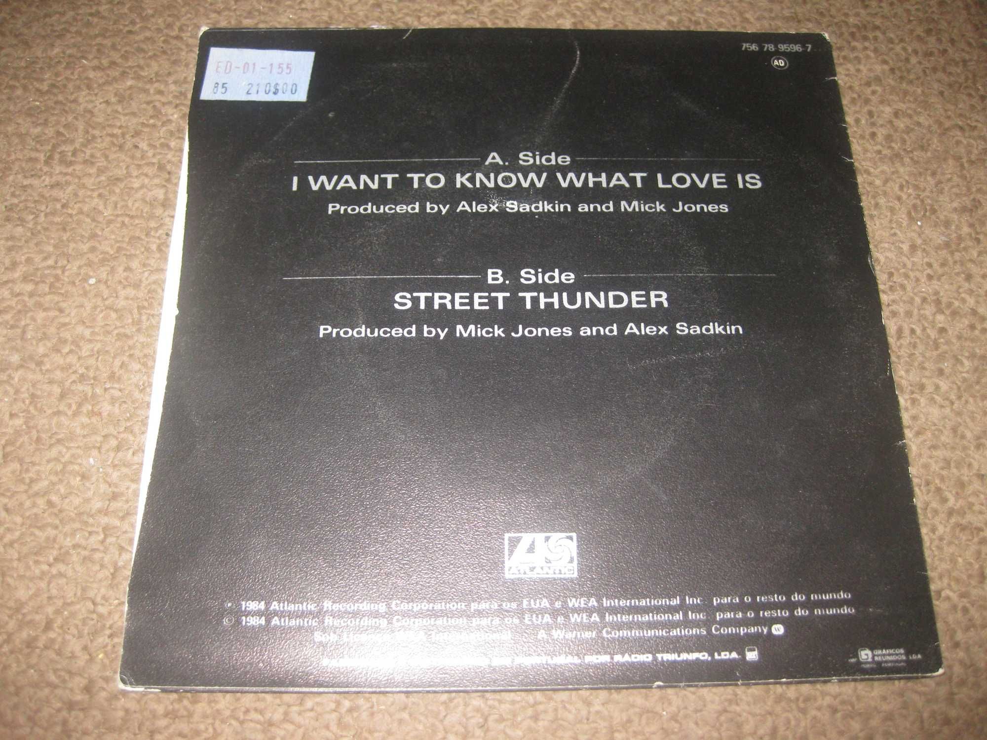 Vinil Single 45 rpm dos Foreigner "I Want To Know What Love Is"