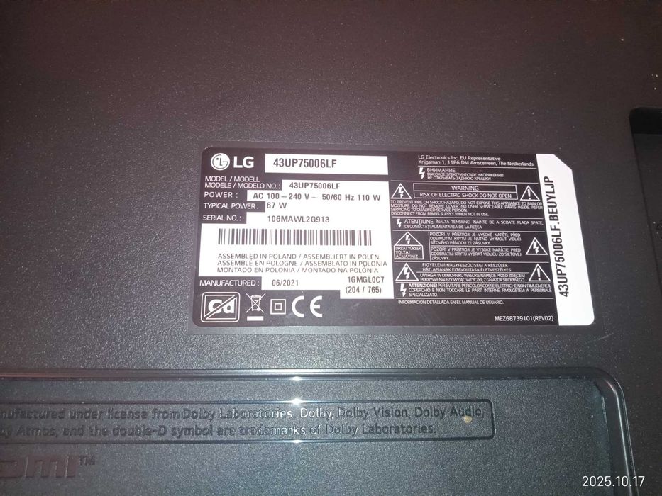 Smart TV LG 43" (Para peças)