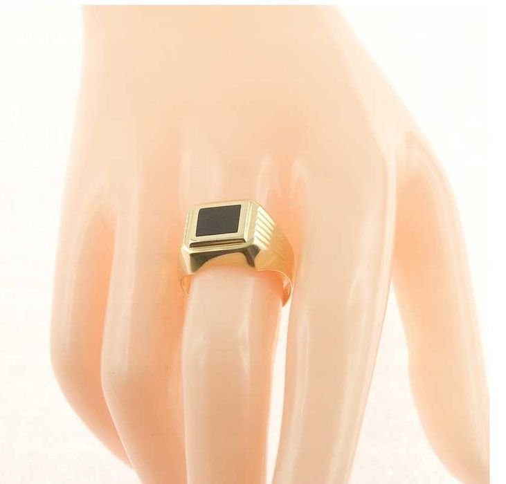 Klasyczny ZŁOTY SYGNET ONYKS złoto pr.585 r.21 NA PREZENT