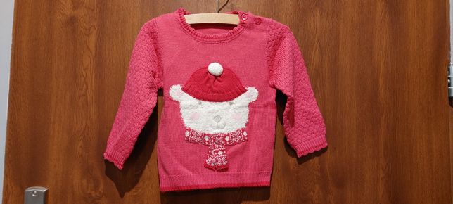 Sweterek świąteczny różowy George 80-86