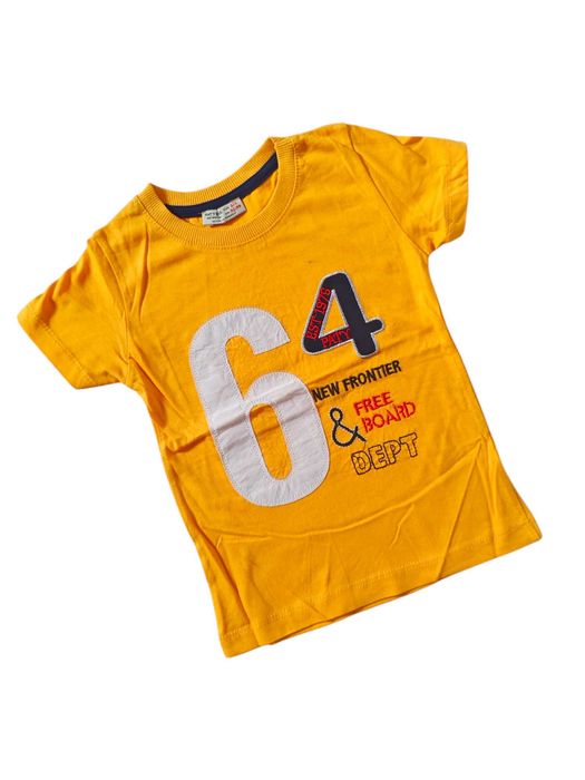 Koszulka żółta bluzka t-shirt dla chłopca krótki rękaw nowa 104-110