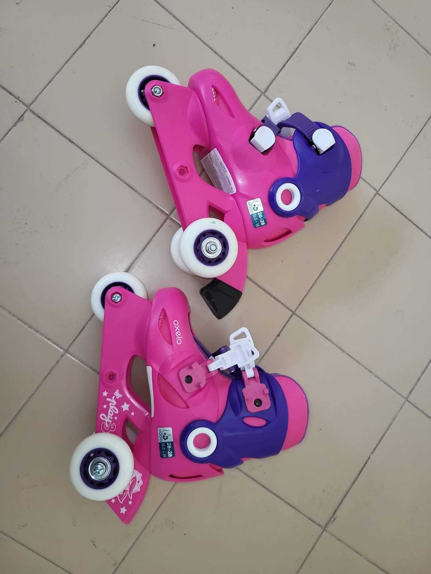 Patins em linha cor-de-rosa