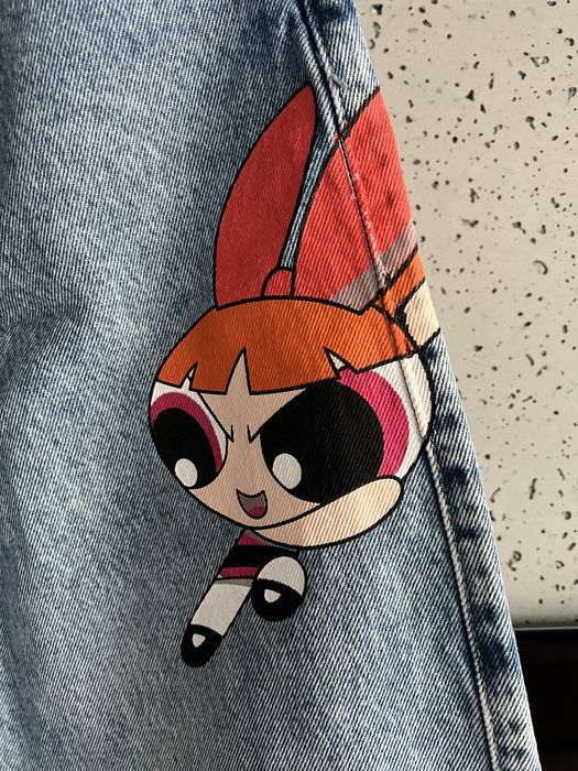 Spodnie jeansy balloon Atomówki The Powerpuff Girls Bershka rozmiar 32