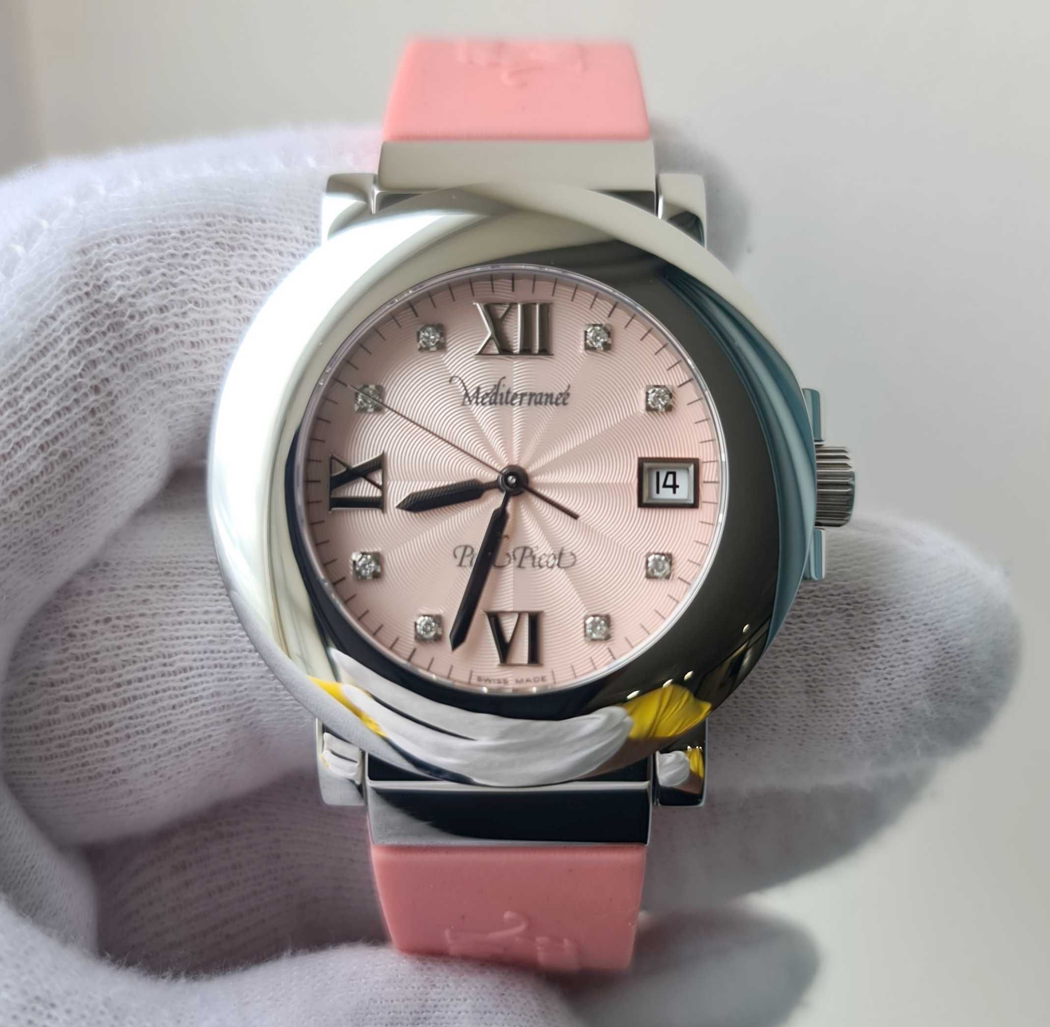 Жіночий годинник Paul Picot Mediterranee Pink Diamonds Swiss Made 40mm
