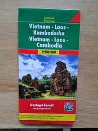 Mapa Wietnam, Laos, Kambodża