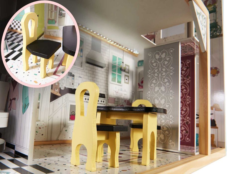 Domek dla lalek XXL 122cm. LED + Mebelki.