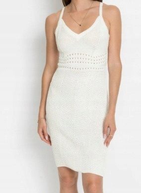 B.P.C biała sukienka dzianinowa letnia na ramiączka ^44/46