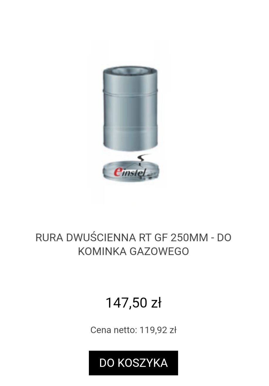 Rura dwuścienna GASFIRE GF RT L1000mm, śr. 100/150