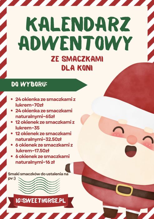 Kalendarz adwentowy dla koni ze smaczkami