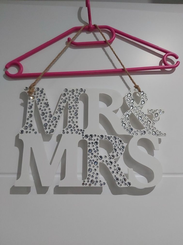Piękna Zawieszka Napis MR&MRS z DIAMENTAMI z home and you NOWA