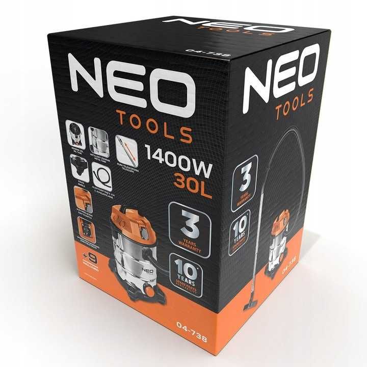 ODKURZACZ przemysłowy 1400W 30L NA SUCHO I MOKRO budowlany NEO 1992