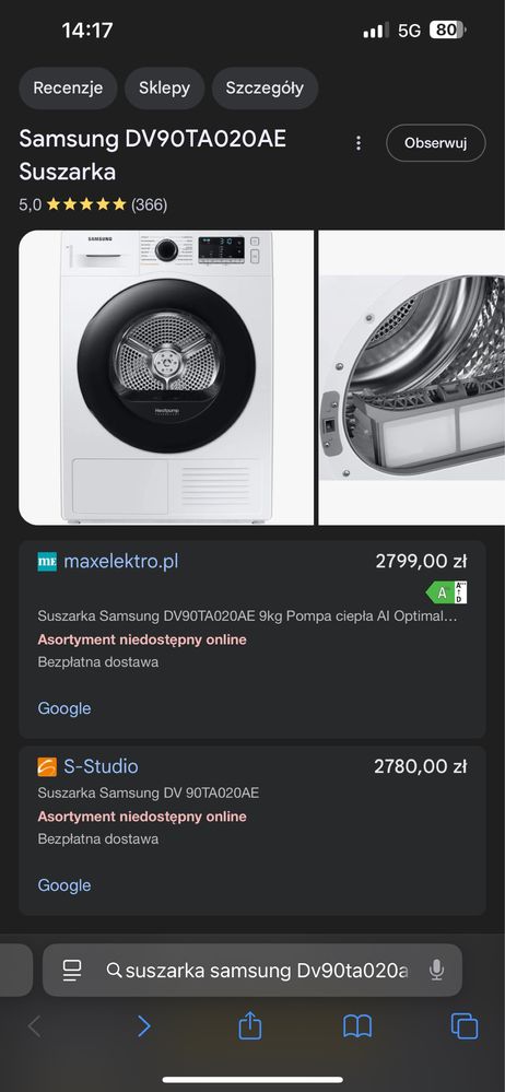 Suszarka Samsung DV90TA020AE