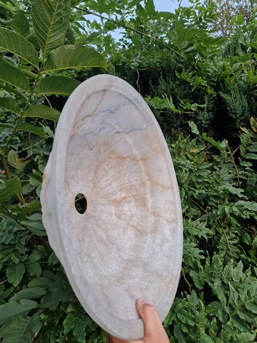 Ogromny piękny klosz z grubego szkła do lampy PRL marmurkowy odcień