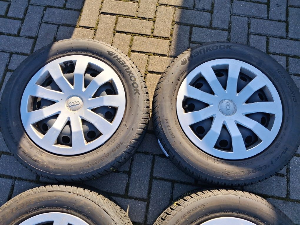 Koła Stl z Kołpaki i opony Zimowe AUDI A1 5x100 15 Cal 5.5J 185/65 R15