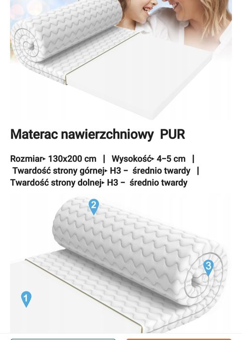 Materac nawierzchniowy 130x200 pianka PUR nakładka