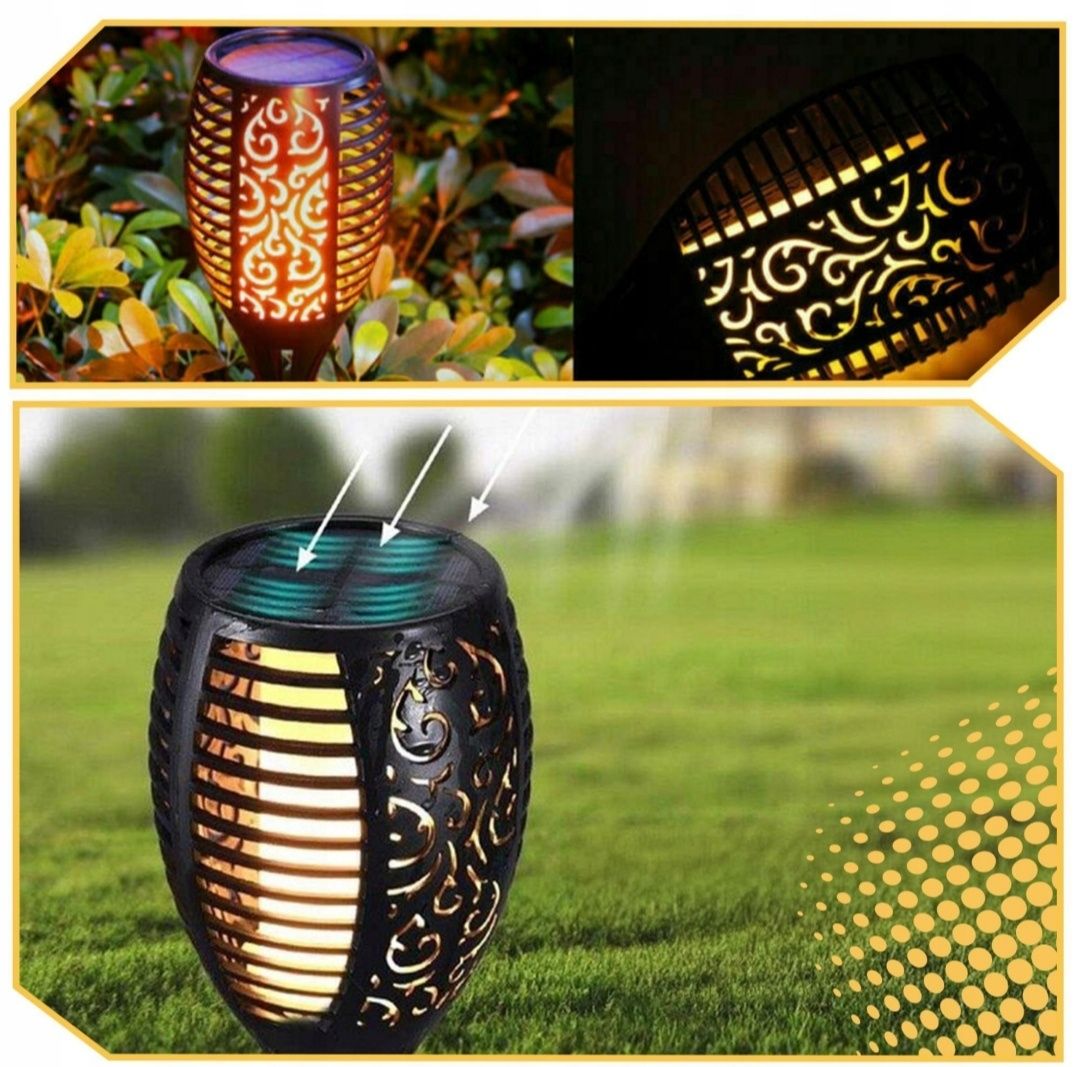4x LAMPA SOLARNA ogrodowa pochodnia efekt ognia płomienie ozdobna