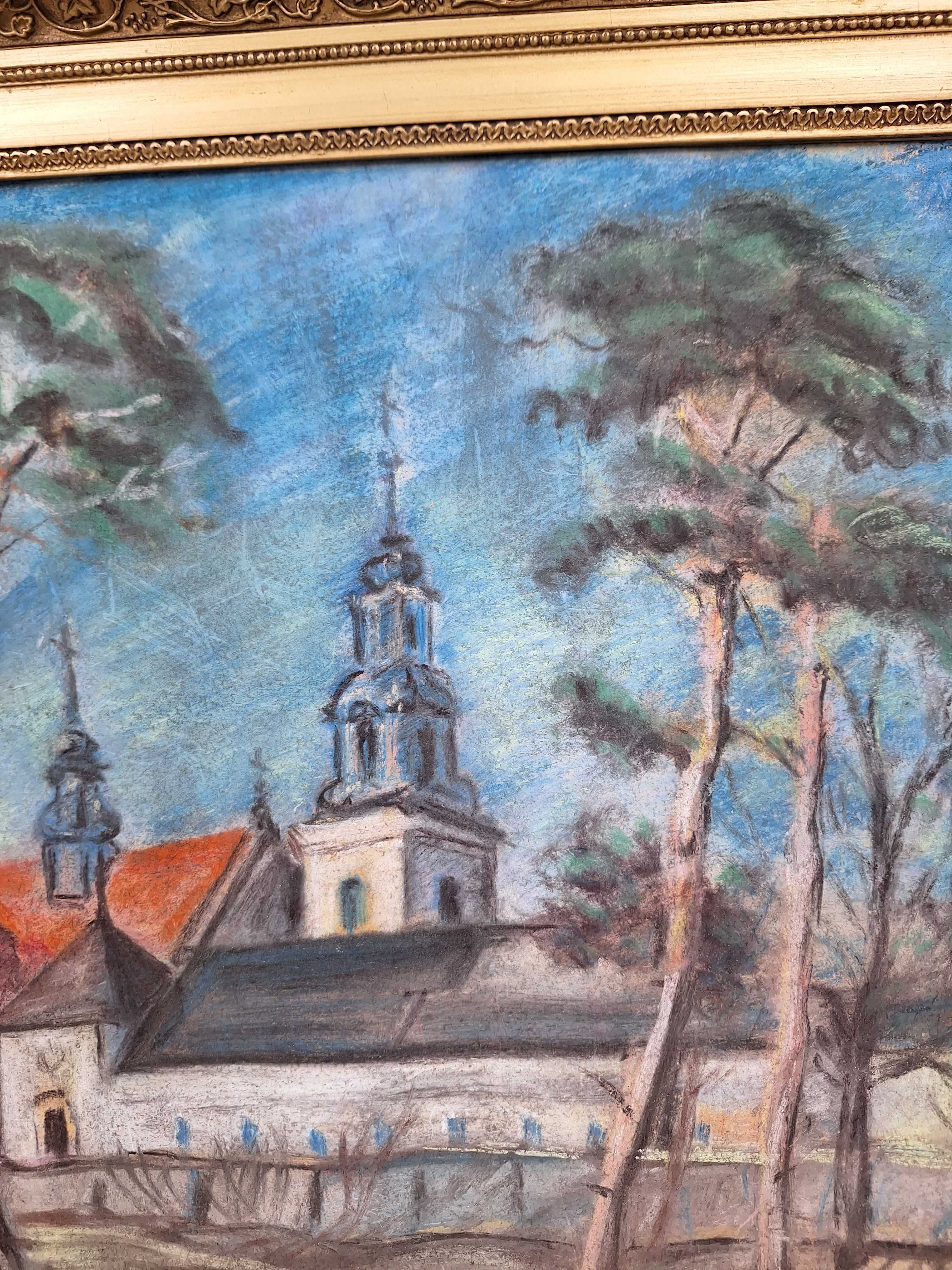 Kościół św.Boromeusza w Kielcach-stary obraz-pastela-l.30 ste